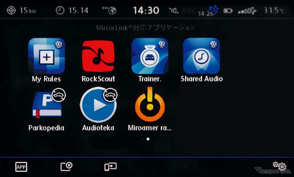 VW ゴルフGTE コネクティビティ機能“App-Connect"MirrorLink画面