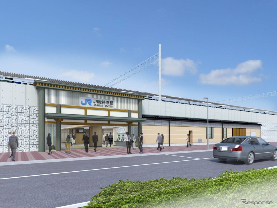 JR総持寺駅のイメージ。3月17日のダイヤ改正にあわせて開業する。《画像提供 西日本旅客鉄道近畿統括本部》
