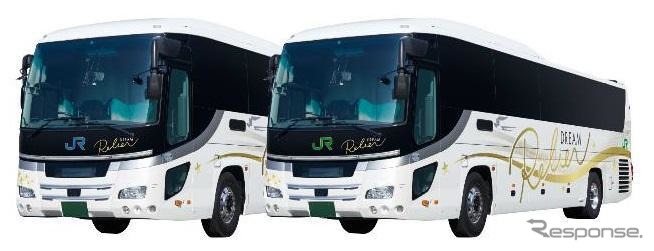 現在、西日本ジェイアールバスとジェイアールバス関東が1両ずつ保有する『ドリームルリエ号』の専用車両。今春から各社1両ずつ増備される。《出典 西日本ジェイアールバス》