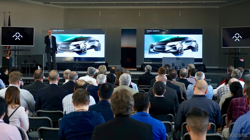 ファラデー・フューチャー社が公開した新型EVのティザースケッチ