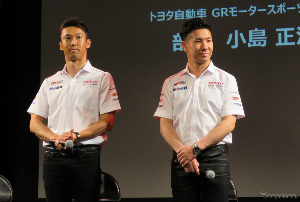 トヨタの主戦選手、中嶋一貴と小林可夢偉（5月29日の走行会見にて）。《撮影 遠藤俊幸》