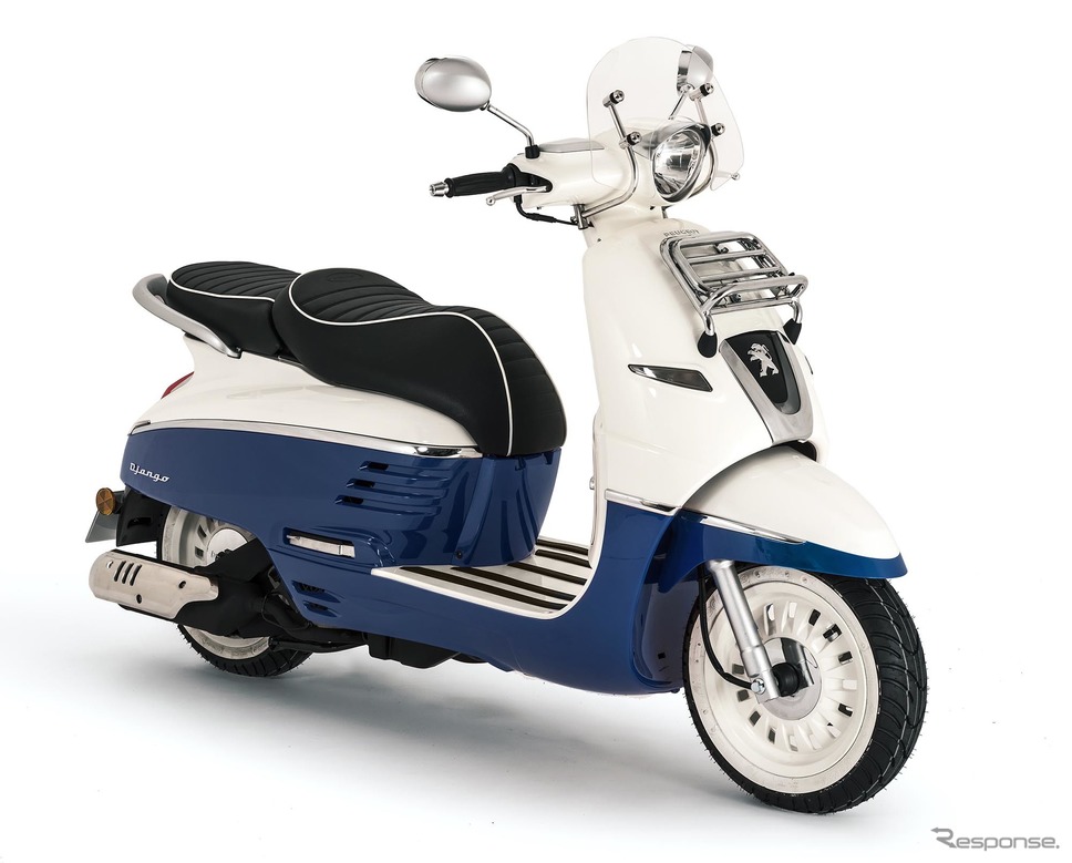 プジョー DJANGO 125(ジャンゴ125)エバージョン ABS(写真はショートスクリーン、フロントキャリア付き)