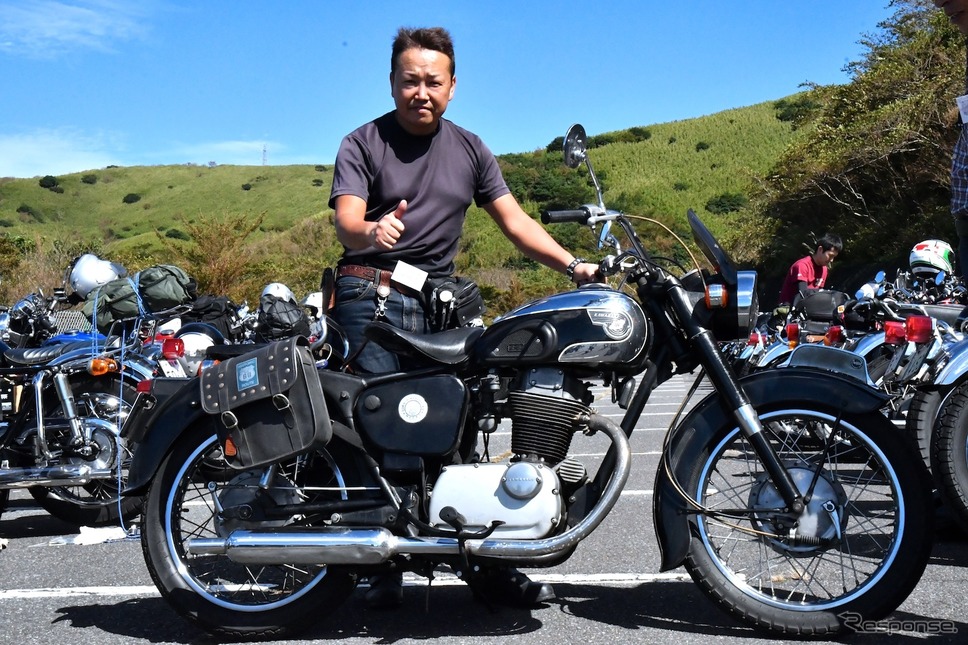 メグロSG(250cc)に乗って参加した石田 強さん。《撮影 青木タカオ》