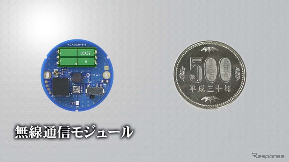 通信モジュールは500円玉サイズだが、より小型化も可能だという