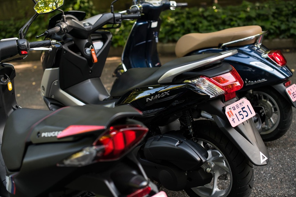 話題の125cc(原2)スクーター3台。《撮影 清水知恵子》