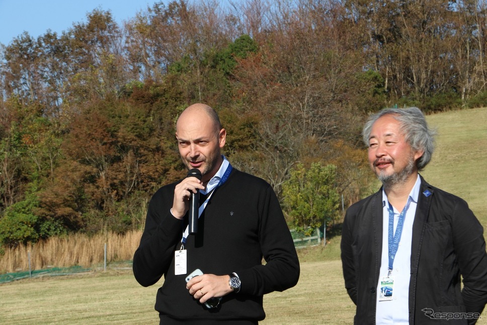 マセラティジャパン代表取締役のグイド・ジョバネッリ氏(左)ととマセラティクラブオブジャパン会長の越湖信一氏(右)《撮影 内田千鶴子》