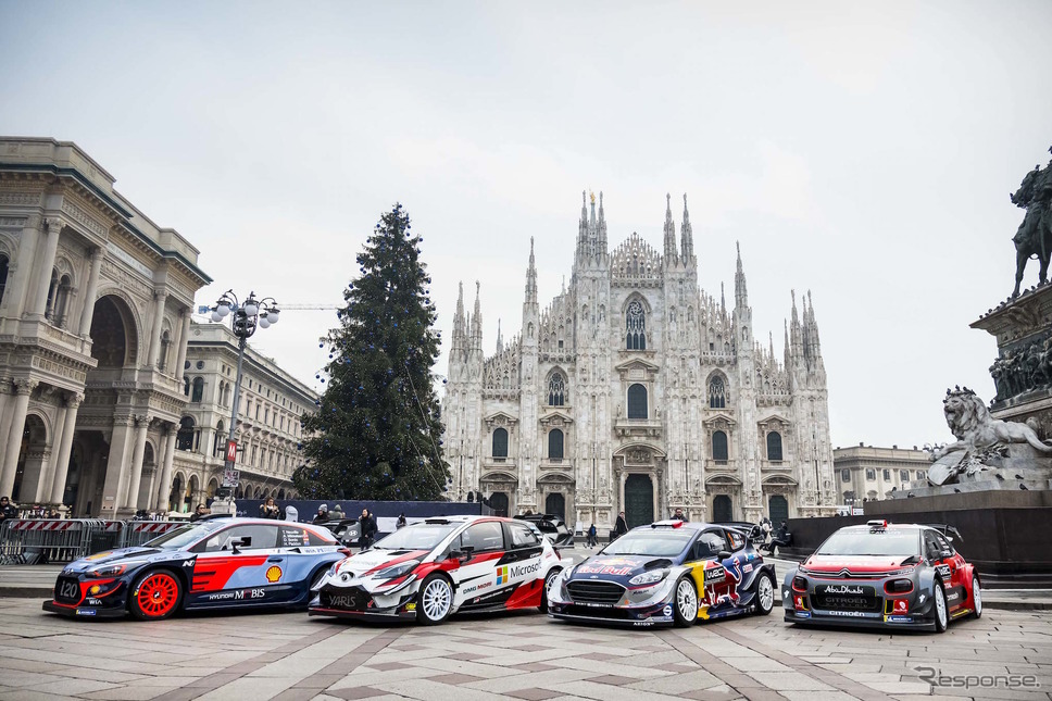 2018年のWRC最前線を戦っていたマシンたち(2018年モンツァ・ラリーショー=イタリア)。《写真提供 Red Bull》