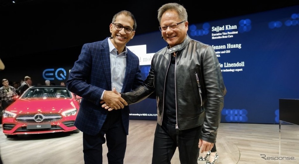 メルセデスベンツのサジャド・カーン上級副社長とエヌビディアの ジェンスン・フアンCEO(CES 2019)