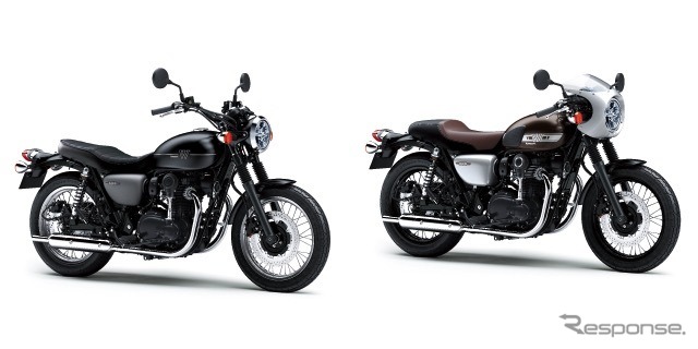 カワサキ W800ストリート(向かって左)とW800カフェ