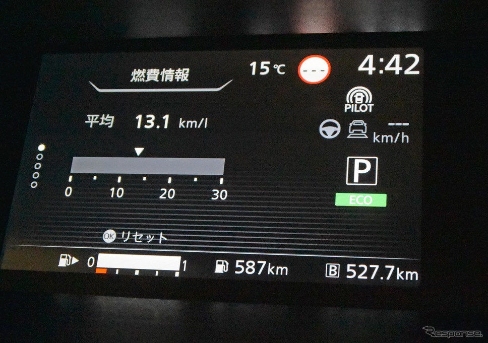 日産『セレナ NISMO』でのりんご狩り行楽。総走行距離は527.7kmであった。《撮影 井元康一郎》