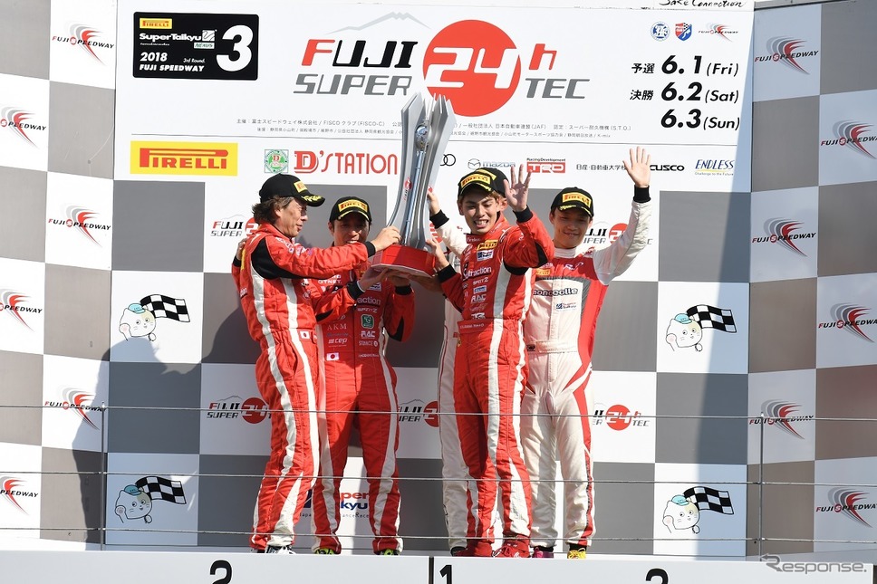 写真は2018年のスーパー耐久シリーズ 富士 SUPER TEC 24時間レースの様子(2018年の優勝チーム)