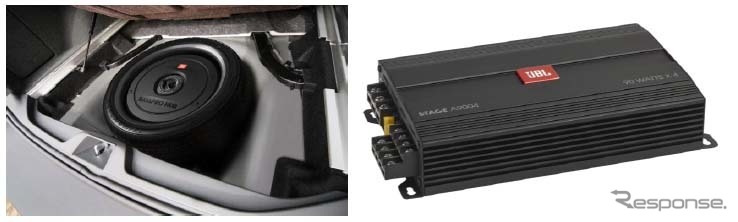 JBL BASSPRO Hub(左)とJBL STAGE A9004