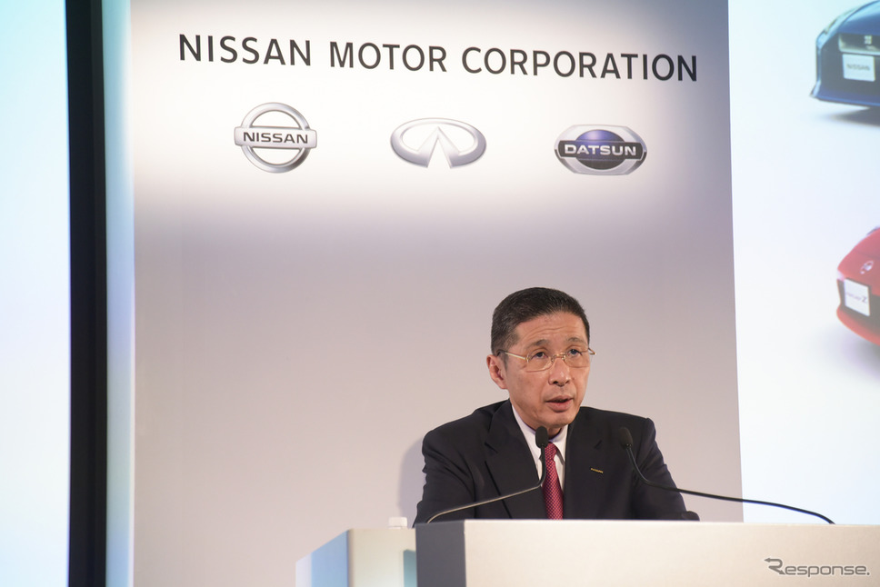 決算を発表する西川社長《写真 日産自動車》