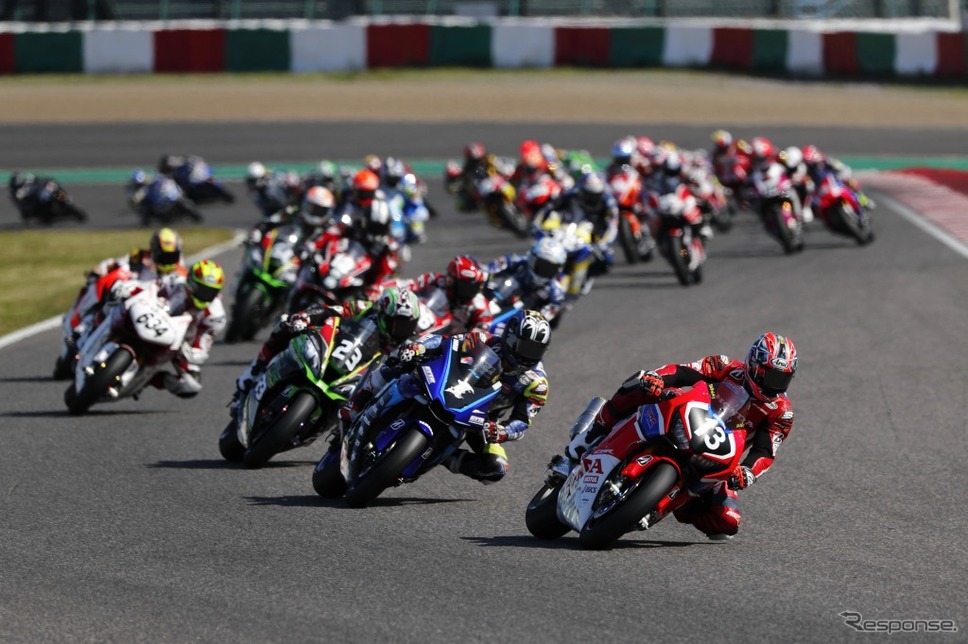 第3戦終了時点でチャンピオンシップをリードするTeam HRCの高橋巧(先頭)《写真 ツインリンクもてぎ》