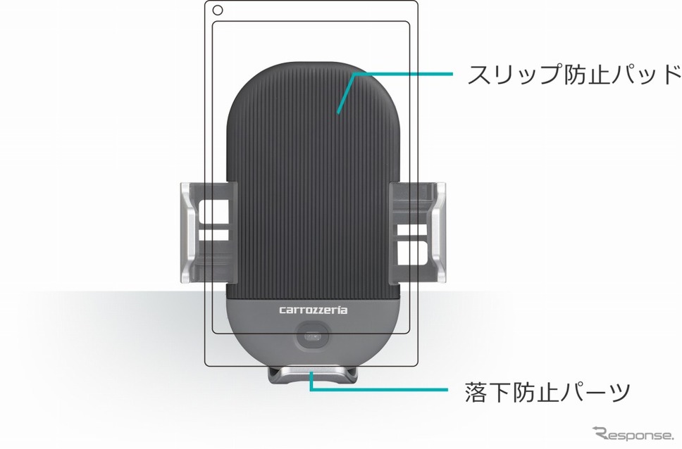 スリップ防止パッドと落下防止パーツを装備《画像：パイオニア》