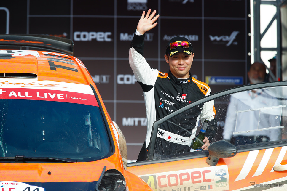 5月前半、WRCチリ戦における「WRC2」で優勝した時の勝田（マシンはフォード・フィエスタR5）。《写真提供 TOYOTA》