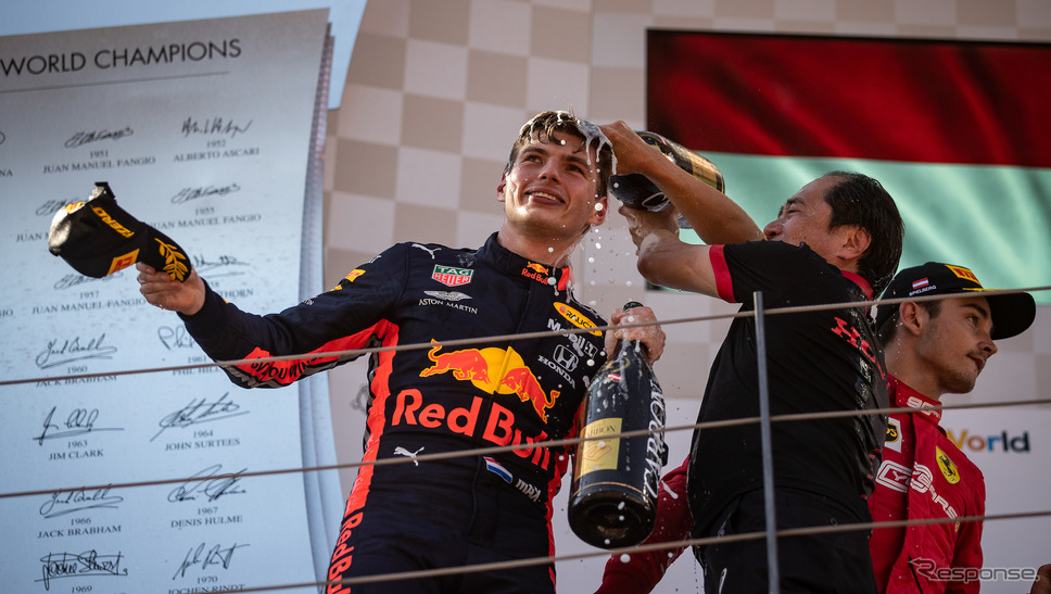 F1オーストリアGPで優勝したフェルスタッペン（レッドブル・ホンダ）。《写真 ホンダ》