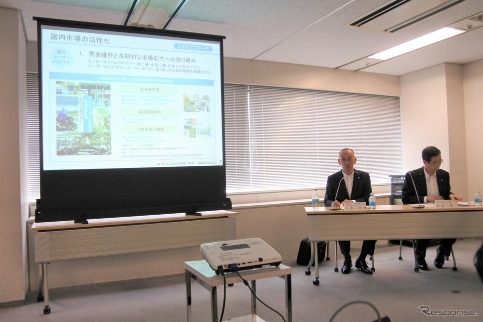 日本自動車工業会 二輪車特別委員会 日高祥博 委員長 懇談会《撮影 小松哲也》