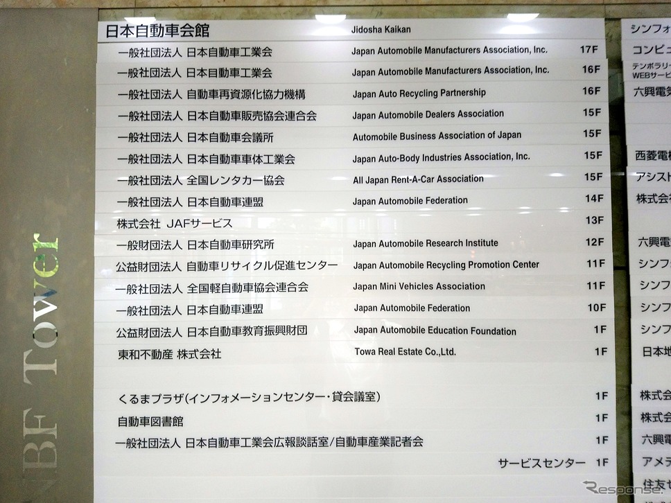 二輪だけでなくさまざまな自動車関連団体がある日本自動車会館《撮影 小林ゆき》