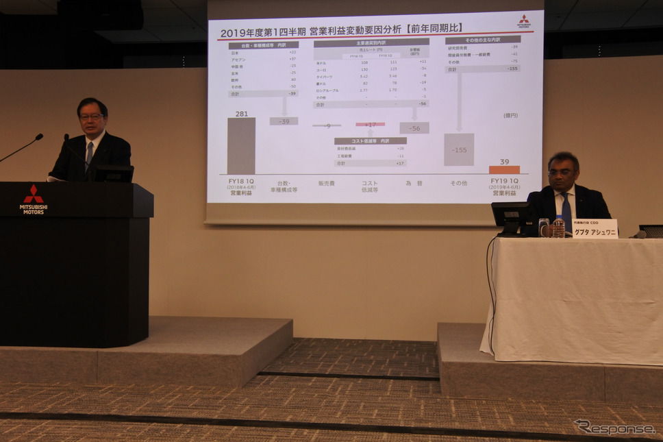 三菱自動車 2019年第1四半期決算 説明会《撮影 小松哲也》