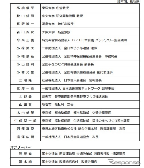 バリアフリーマップ作成マニュアルに関する検討会の委員《画像 国土交通省》