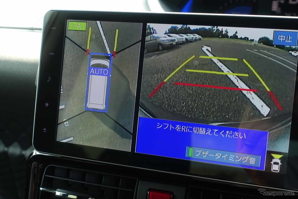 スマートパノラマパーキングアシストの手順。撮影 中村孝仁