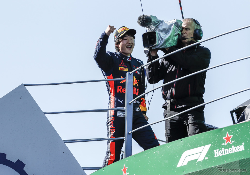 FIA-F3モンツァ大会のレース2で#14 角田裕毅が初優勝。《写真提供 Honda》
