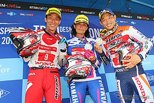 日本代表ライダー、左から小川友幸、黒山健一、藤波貴久《画像：日本モーターサイクルスポーツ協会》