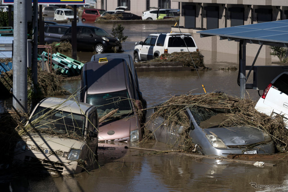 台風19号の被害（10月13日、栃木県佐野市）《photo (c) Getty Images》