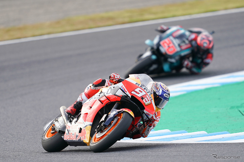 1周目にトップ争いを展開したマルケスとクアルタラロ《photo (c) Honda》