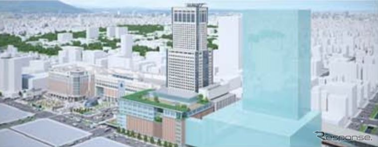 札幌駅新幹線口開発のイメージ。現在のJRタワーに隣接する形で新タワービルが建てられ、JRタワーのリニューアルや札幌駅の「エキナカ」開発なども行なわれる。《出典 北海道旅客鉄道》