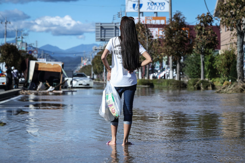台風19号の被災地（10月13日、栃木県佐野市）《photo (c) Getty Images》