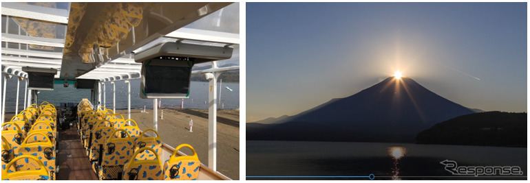 「KABA4」車内の様子／映像で楽しめる山中湖畔ダイヤモンド富士