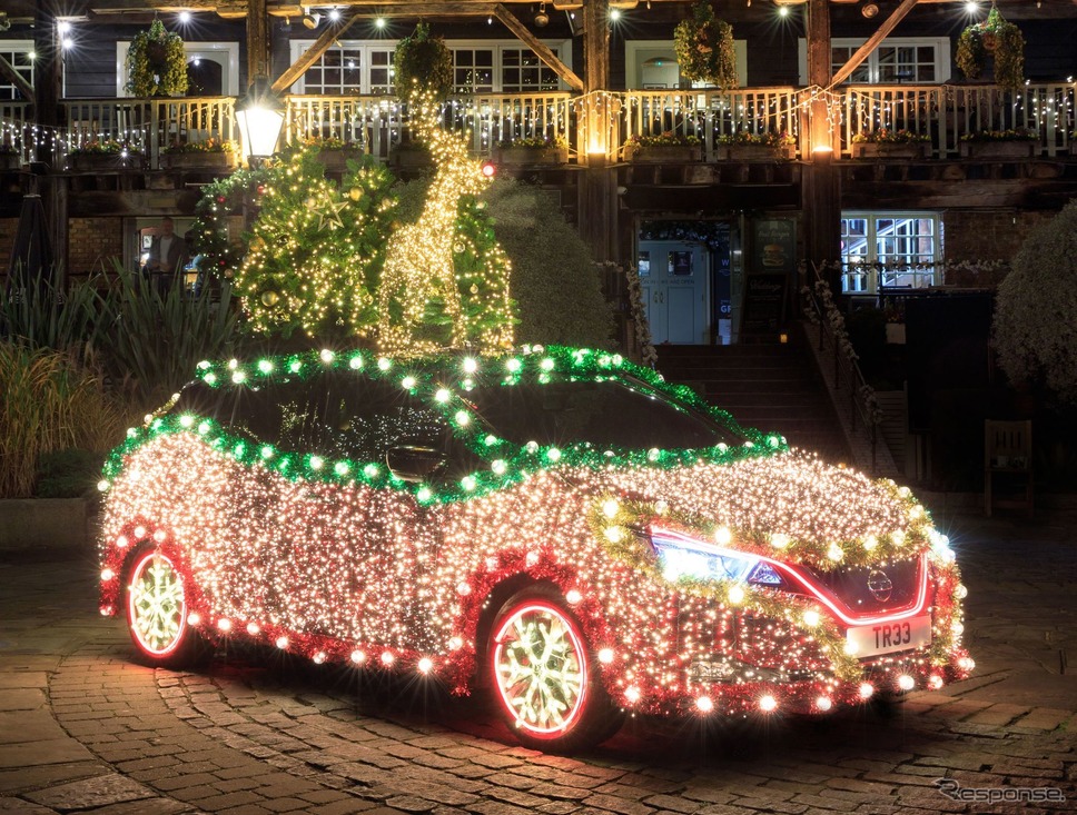日産 リーフ の全身イルミネーションのクリスマス仕様《photo by Nissan》