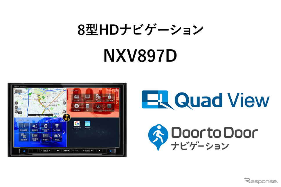 クラリオン製8型HDクワッドビューナビゲーション NXV897D《画像:光岡自動車》