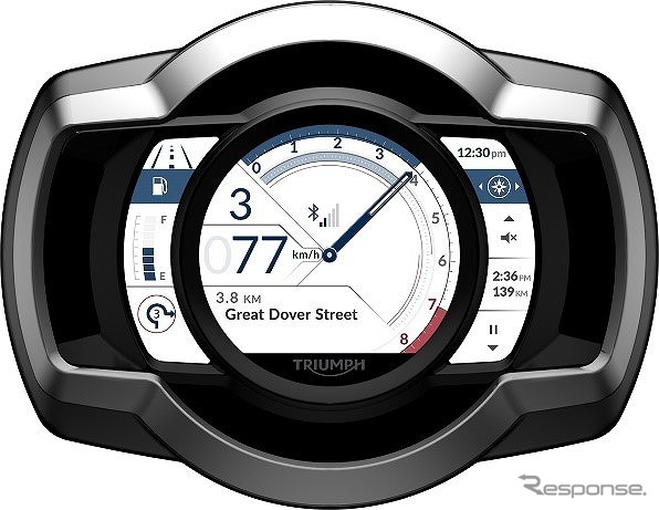 ターンバイターンナビゲーションシステム画面表示《画像:トライアンフモーターサイクルズジャパン》