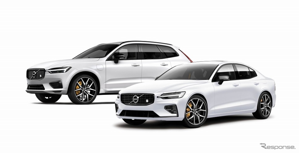 XC60 T8ポールスターエンジニアード（奥）とS60 T8ポールスターエンジニアード（手前）《画像：ボルボ・カー・ジャパン》