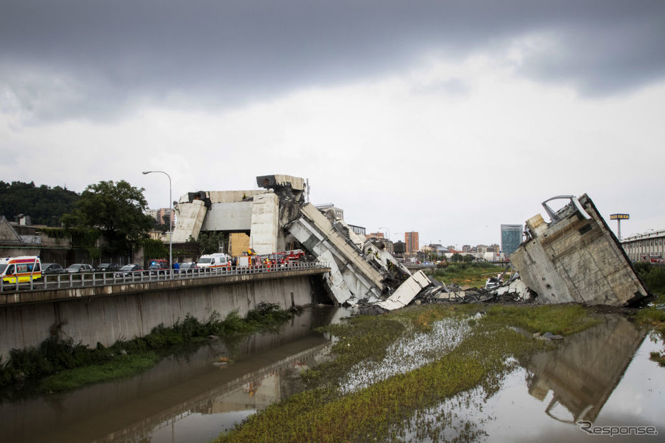 モランディ高架橋(2018年8月14日撮影)《photo (c) Getty Images》