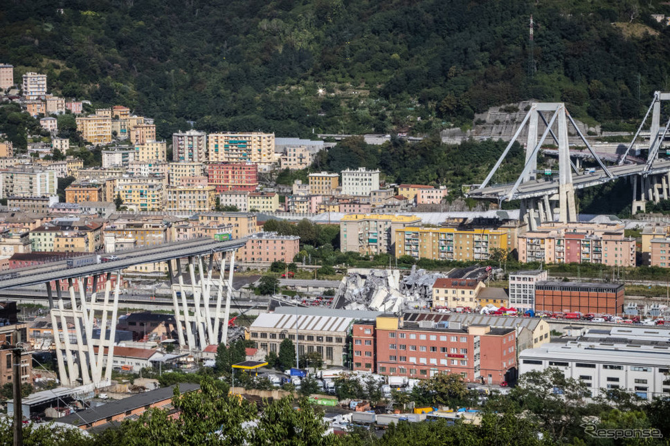 モランディ高架橋(2018年8月14日撮影)《photo (c) Getty Images》