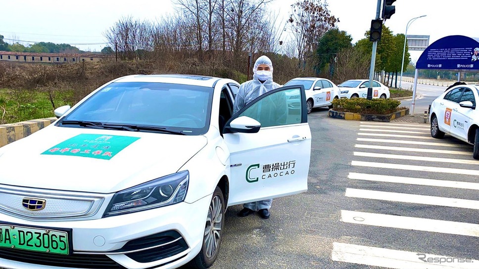 新型コロナウイルス発生の地とされる中国武漢市で働く吉利汽車が支援する配車サービス「CAOCAO」のドライバー（参考画像）《photo by GEELY》
