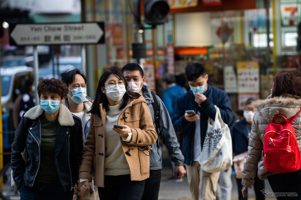 マスクを着用する香港市民（1月30日）《photo (c) Getty Images》