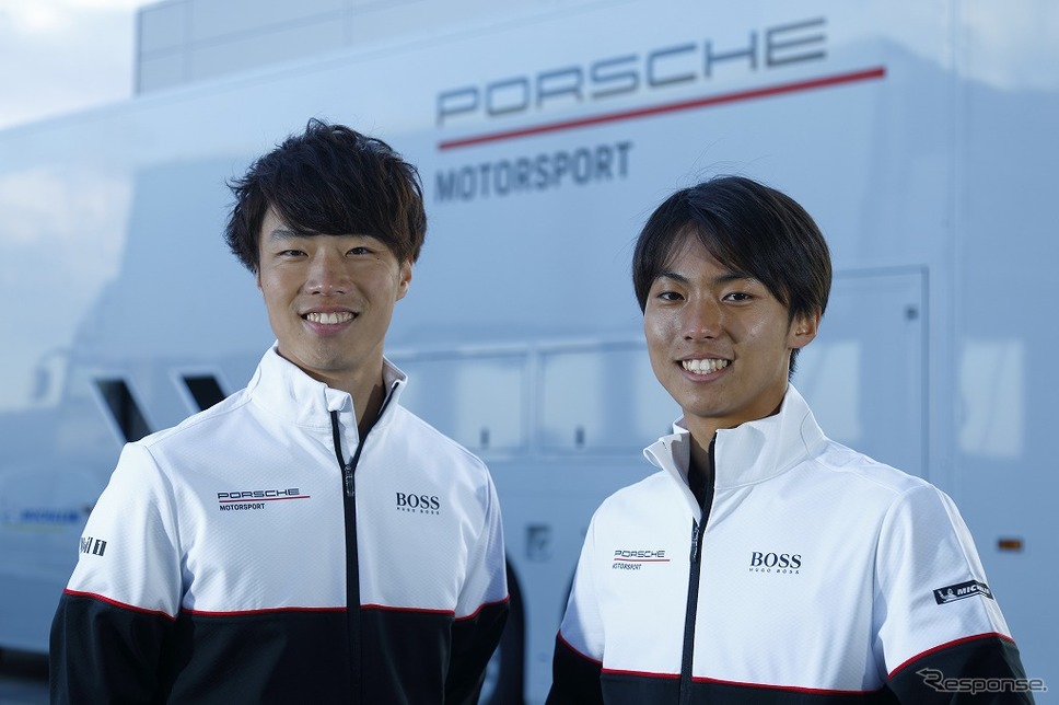 ポルシェジャパンジュニアドライバー、石坂瑞基(左）、大草りき(右）《画像：ポルシェジャパン》