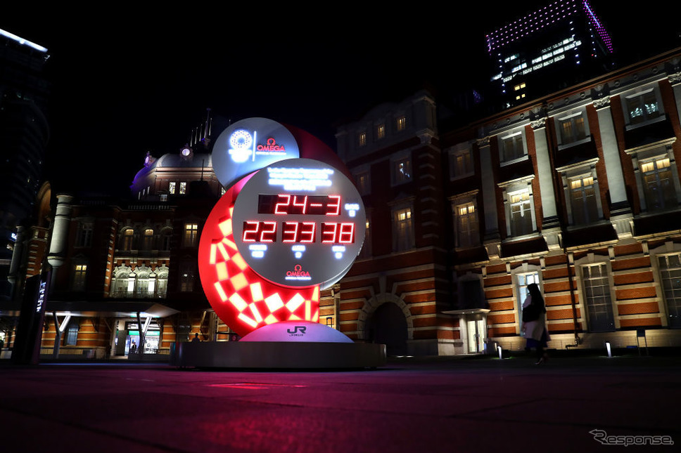 オリンピック開催までのカントダウンがカレンダー＋時計表示になった（3月24日、東京）《photo (c) Getty Images》