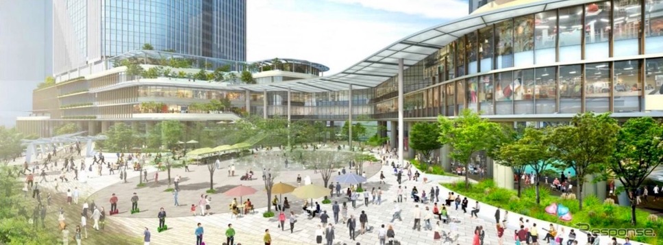 高輪ゲートウェイ駅前の整備イメージ《画像 国交省》