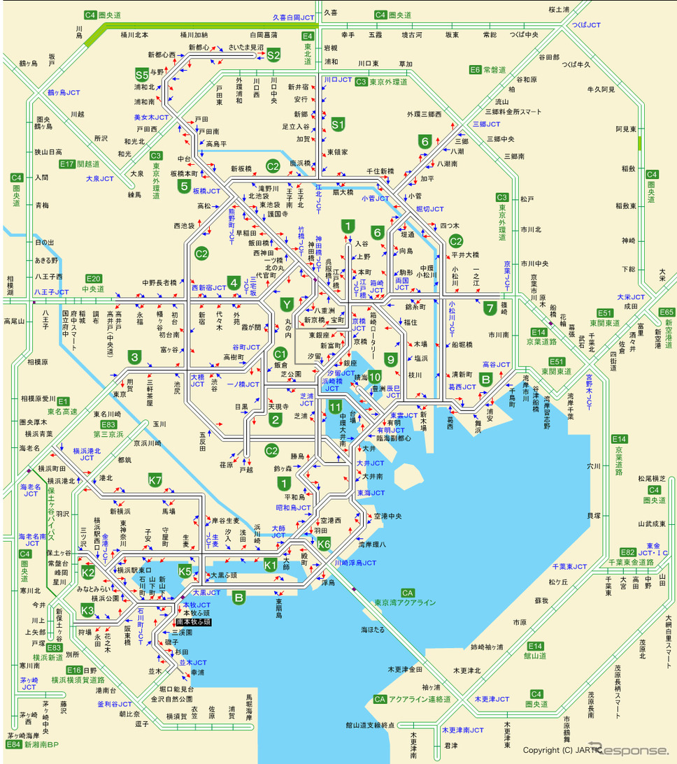 出発時の渋滞情報。時間が早いせいもあるだろうが、渋滞が一切ない。《画像:藤澤純一》