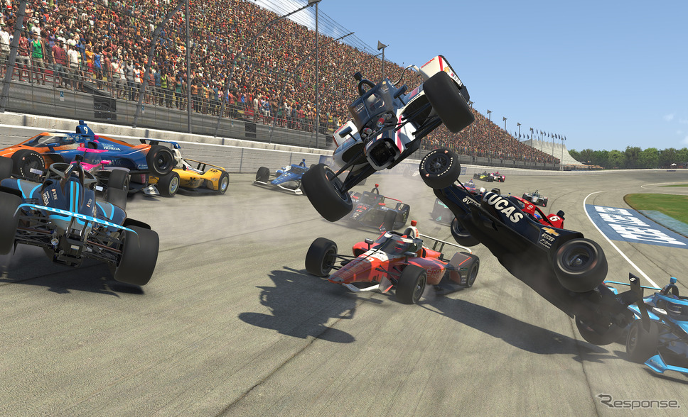バーチャルの「インディカー iRacing チャレンジ」第3戦の模様。《写真提供 INDYCAR》