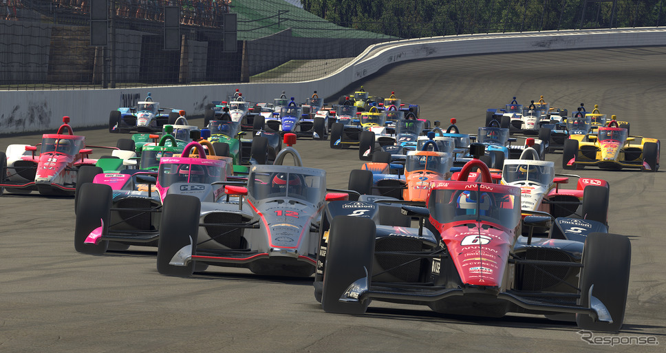 「インディカー iRacing チャレンジ 第4戦もてぎ」の模様。《写真提供 INDYCAR》