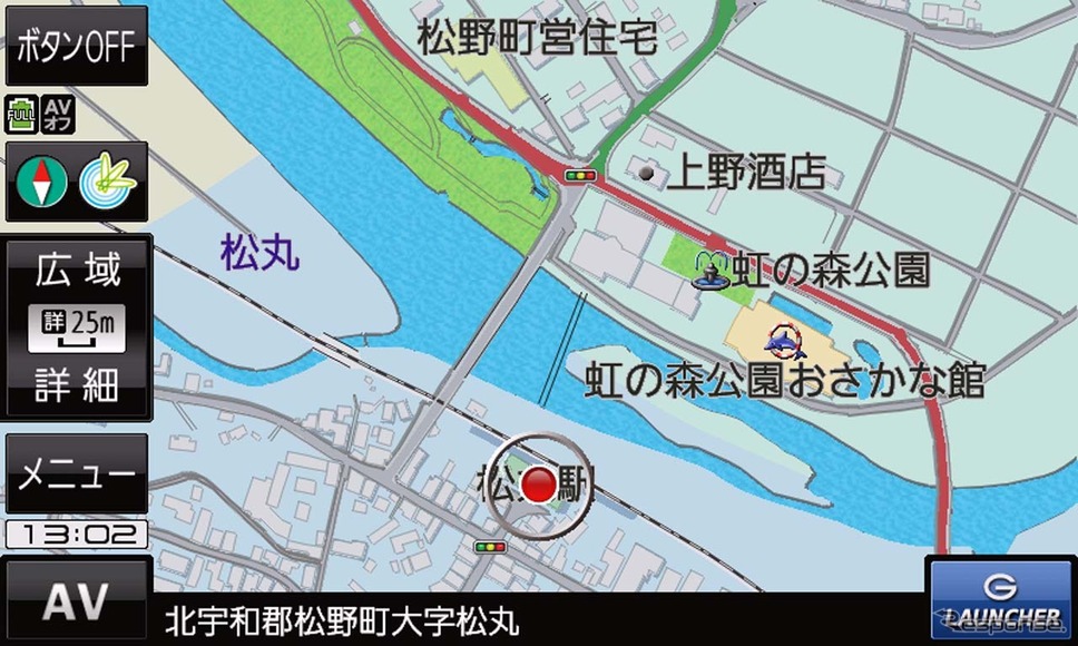 ＜愛媛県北宇和郡松野町＞20年モデルでは市街地図だけでなく、河川内の島まで表現されている