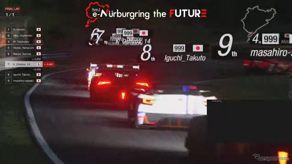 e-Nurburgring Race スクリーンキャプチャ《撮影 雪岡直樹》