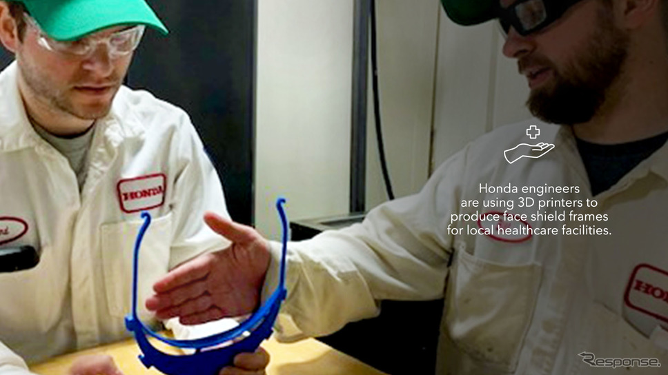 米国のホンダの工場で生産されているフェイスシールド《photo by Honda》